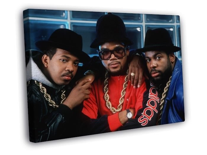 Run&acirc;��D.M.C. Group Run DMC Retro Band Rapper Hip-Hop Rap WALL  20x16 inch FRAMED CANVAS PRINT