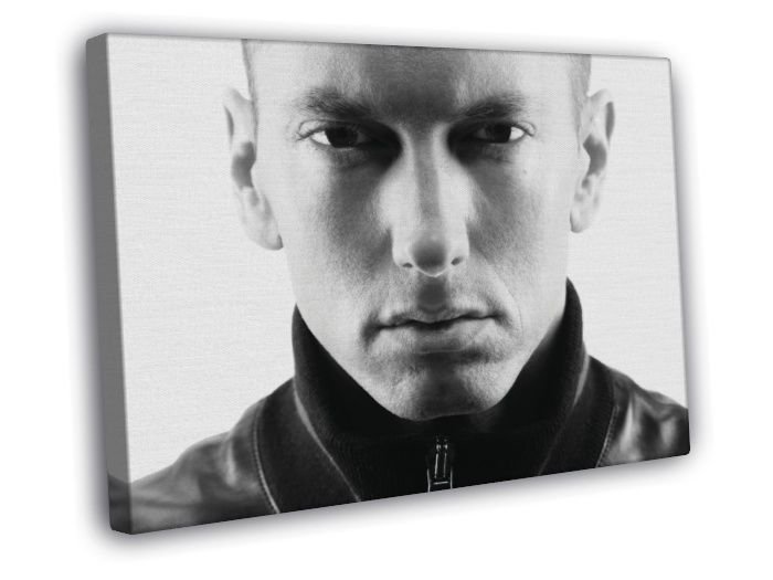 Eminem Portrait Face Rap Art Hip-Hop 2014 WALL  20x16 inch FRAMED CANVAS PRINT