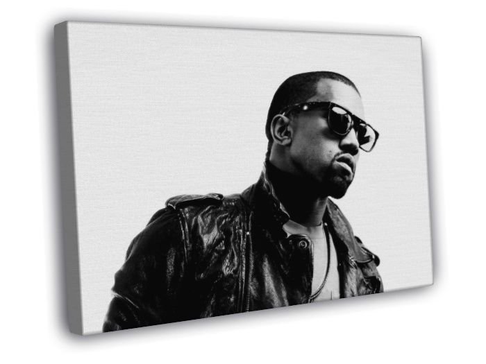 Kanye West Sunglasses BW Rapper Hip-Hop Music Rap  20x16 inch FRAMED CANVAS WALL PRINT