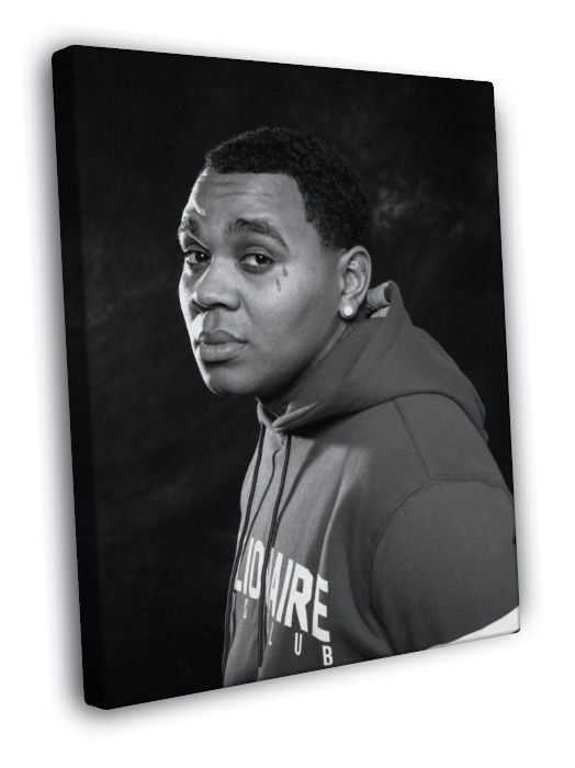 Kevin Gates BW Rapper Hip-Hop Music Rap  20x16 inch FRAMED CANVAS WALL PRINT