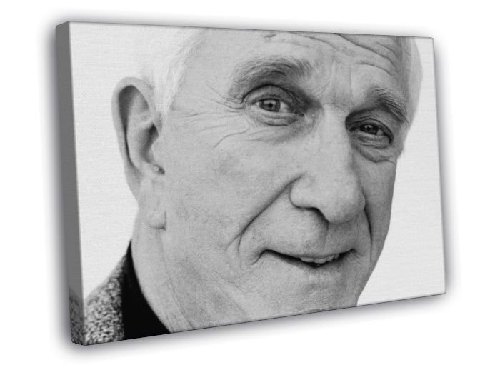 Leslie Nielsen Actor Comedian BW Portrait  20x16 inch FRAMED CANVAS WALL PRINT