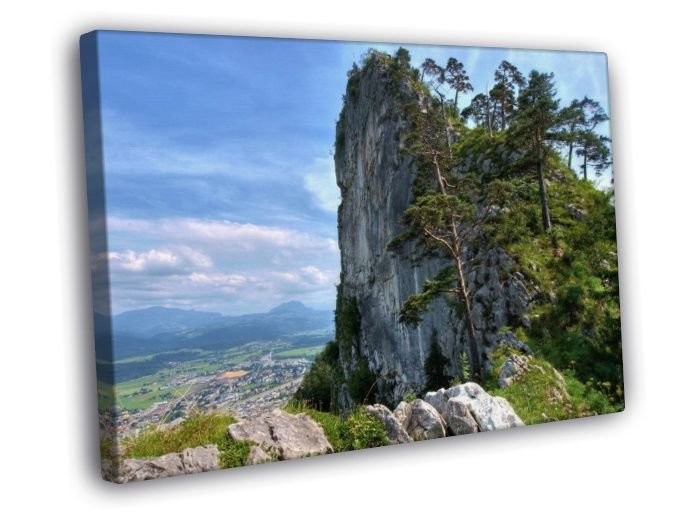 Cliffs Austrian Alps Beautiful Mountain Nature  20x16 inch FRAMED CANVAS WALL PRINT
