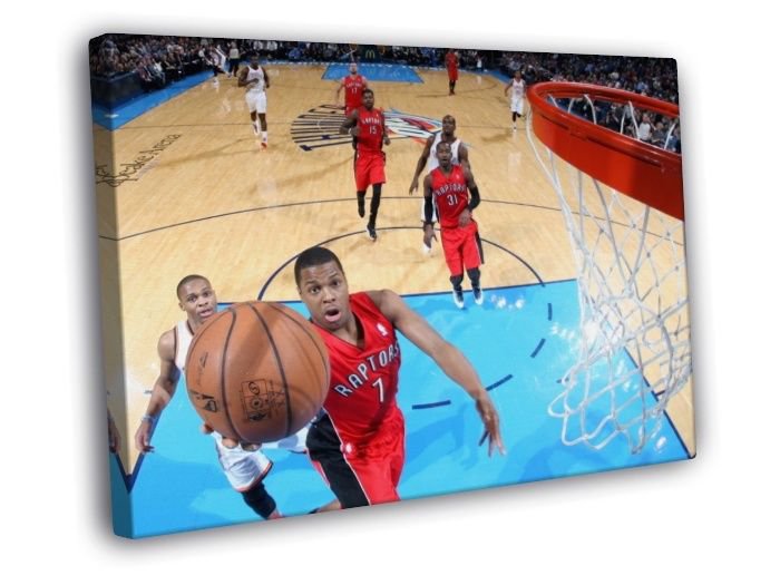 Kyle Lowry Toronto Raptors Layup Basketball  20x16 inch FRAMED CANVAS WALL PRINT