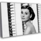 Audrey Hepburn Retro Classic Actress BW  20x16 inch FRAMED CANVAS WALL PRINT