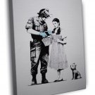 Banksy Stop and Search Cool Graffiti Street  20x16 inch FRAMED CANVAS WALL PRINT
