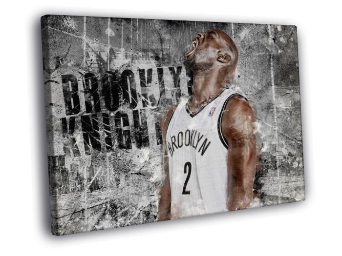 Kevin Garnett Art Brooklyn Nets Basketball  20x16 inch FRAMED CANVAS WALL PRINT