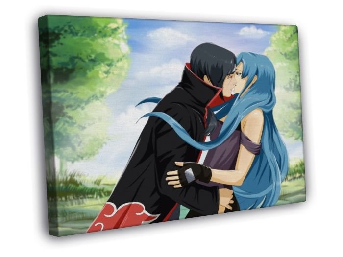 Naruto Uchiha Itachi Girl Blue Hair Cute Anime Manga  20x16 inch FRAMED CANVAS WALL PRINT