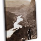 Native American Indian 1868 Transcontinental Railroad  20x16 inch FRAMED CANVAS WALL PRINT