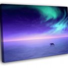 Arctic Lights Aurora Polar Bears Nature  20x16 inch FRAMED CANVAS WALL PRINT