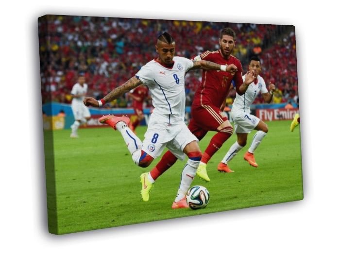 Arturo Vidal Shot Chile World Cup Soccer Football  20x16 inch FRAMED CANVAS WALL PRINT