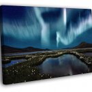 Aurora Borealis Northern Lights Night Stars  20x16 inch FRAMED CANVAS WALL PRINT