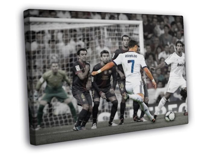 Cristiano Ronaldo Free Kick Real Madrid Football  20x16 inch FRAMED CANVAS WALL PRINT