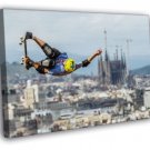 Awesome Skater Jump Air Extreme Skateboard City  20x16 inch FRAMED CANVAS WALL PRINT