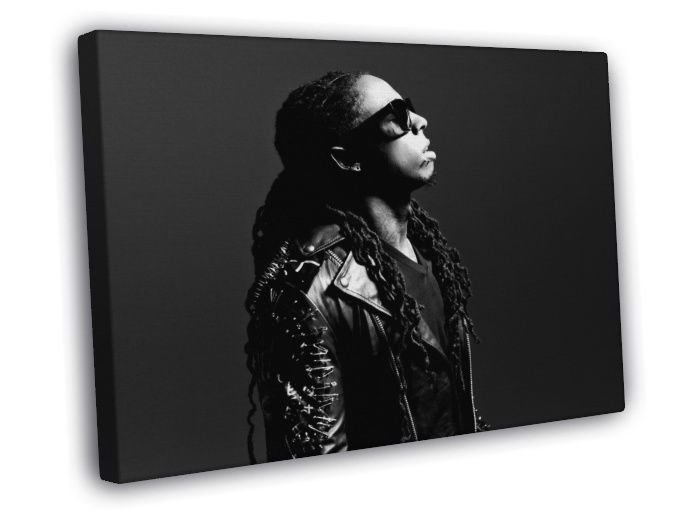 Lil Wayne Amazing BW Portrait Sunglasses Hip-Hop  20x16 inch FRAMED CANVAS WALL PRINT