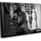 Mila Kunis Actress BW  20x16 inch FRAMED CANVAS WALL PRINT