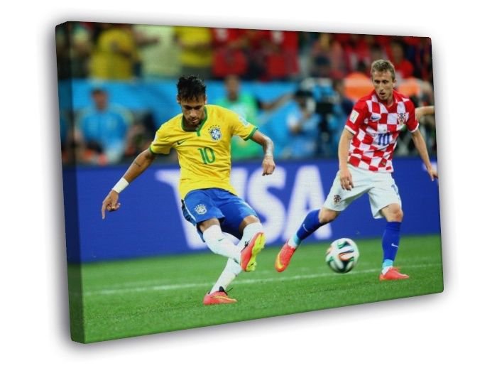 Neymar Jr Pass FIFA World Cup Brazil Soccer Football  20x16 inch FRAMED CANVAS WALL PRINT