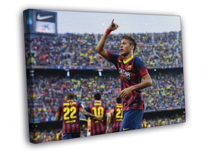 Neymar da Silva Santos Brazil FC Barcelona  20x16 inch FRAMED CANVAS WALL PRINT