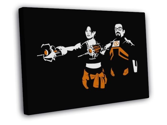 Gordon Freeman Chell Valve Portal Half Life WALL  20x16 inch FRAMED CANVAS PRINT
