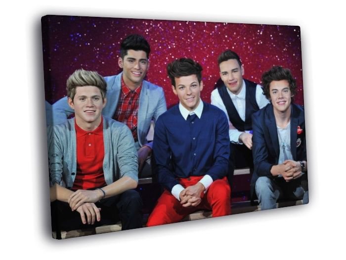 One Direction Wax Figures Pop Boy Band Rare  20x16 inch FRAMED CANVAS WALL PRINT