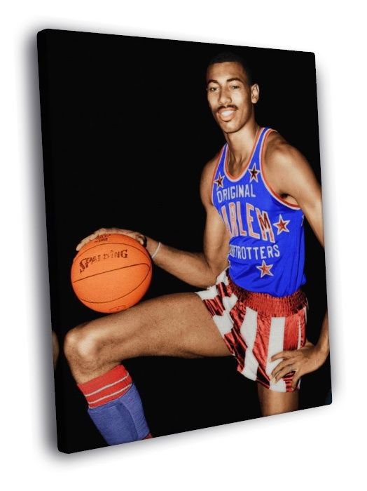 Wilt Chamberlain Harlem Globetrotters Legend  20x16 inch FRAMED CANVAS WALL PRINT