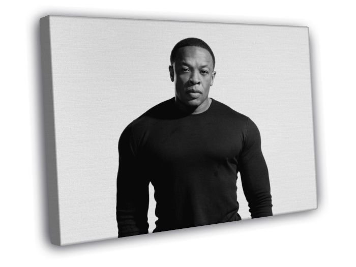 Dr. Dre Andre Young Rapper BW Gangsta Rap Hip-Hop  20x16 inch FRAMED CANVAS WALL PRINT