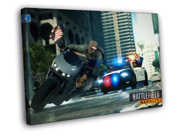 Battlefield Hardline Chase Video Game  20x16 inch FRAMED CANVAS WALL PRINT