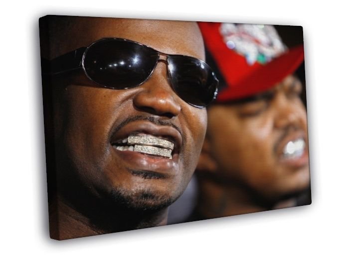 Juicy J Teeth Portrait Rapper Hip-Hop Music Rap  20x16 inch FRAMED CANVAS WALL PRINT