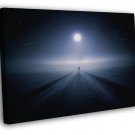 Lonely Road Night Stars Beautiful Moon Shooting Star  20x16 inch FRAMED CANVAS WALL PRINT