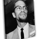 Malcolm X Human Rights Activist BW Portrait  20x16 inch FRAMED CANVAS WALL PRINT