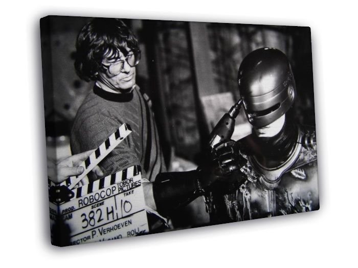 RoboCop Paul Verhoeven Peter Weller Behind the Scenes  20x16 inch FRAMED CANVAS WALL PRINT