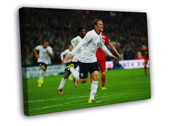 Wayne Rooney Goal Celebration England Soccer Football  20x16 inch FRAMED CANVAS WALL PRINT