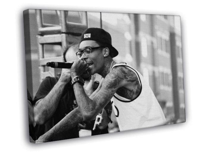 Wiz Khalifa Rare Stage Microphone Rap Hip Hop Singer  20x16 inch FRAMED CANVAS WALL PRINT