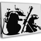 Banksy Saboteur Rats Weapons Graffiti Street  20x16 inch FRAMED CANVAS WALL PRINT