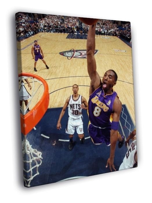 Black Mamba Slam Dunk Los Angeles Lakers Sport  20x16 inch FRAMED CANVAS WALL PRINT