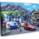 England Landscape Town Cars Beautiful Oil Painting  20x16 inch FRAMED CANVAS WALL PRINT