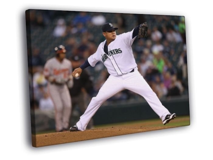 Felix Hernandez Seattle Mariners Baseball  20x16 inch FRAMED CANVAS WALL PRINT