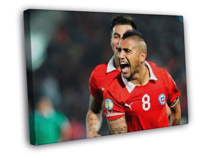 Arturo Vidal Amazing Cool Scream Chile Football Soccer  20x16 inch FRAMED CANVAS WALL PRINT