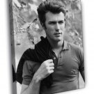 Clint Eastwood BW Portrait Handsome Young Look  20x16 inch FRAMED CANVAS WALL PRINT