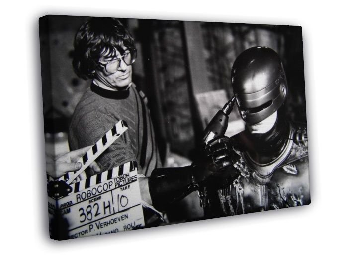 RoboCop Paul Verhoeven Peter Weller Behind the Scenes  20x16 inch FRAMED CANVAS WALL PRINT