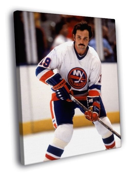 Bryan Trottier New York Islanders Retro Hockey  20x16 inch FRAMED CANVAS WALL PRINT