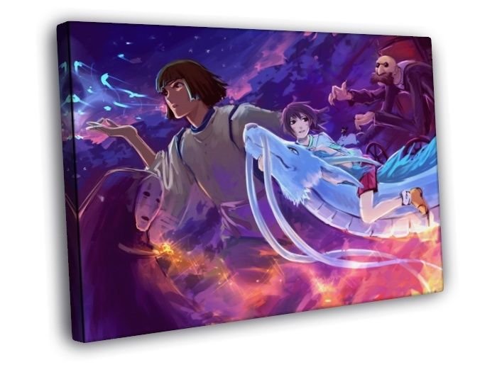 Spirited Away Characters Beautiful Anime Manga  20x16 inch FRAMED CANVAS WALL PRINT