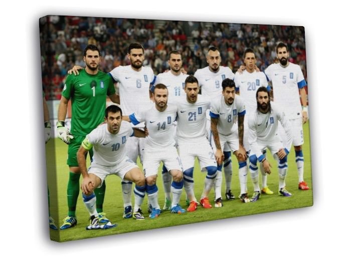 Team Players Greece 2014 World Cup Brazil Football  20x16 inch FRAMED CANVAS WALL PRINT
