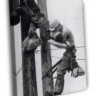 The Kiss of Life Utility Workers High Voltage Retro  20x16 inch FRAMED CANVAS WALL PRINT