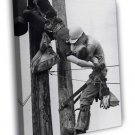 The Kiss of Life Utility Workers High Voltage Retro  20x16 inch FRAMED CANVAS WALL PRINT