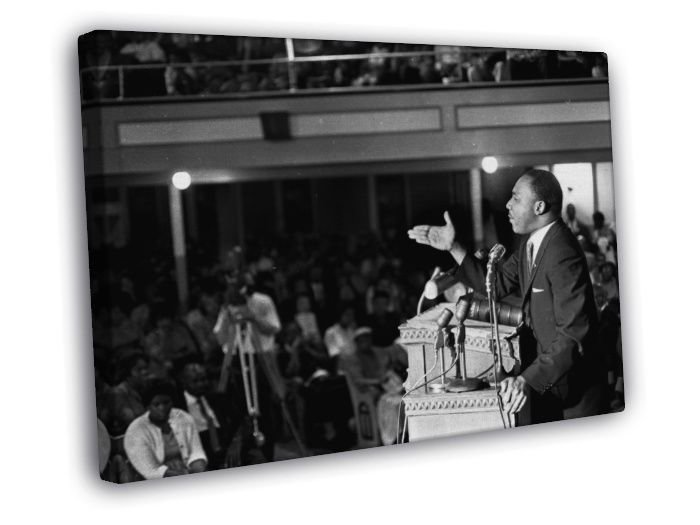 MLK Martin Luther King Jr. Speech Civil Rights Retro WALL  20x16 inch FRAMED CANVAS PRINT