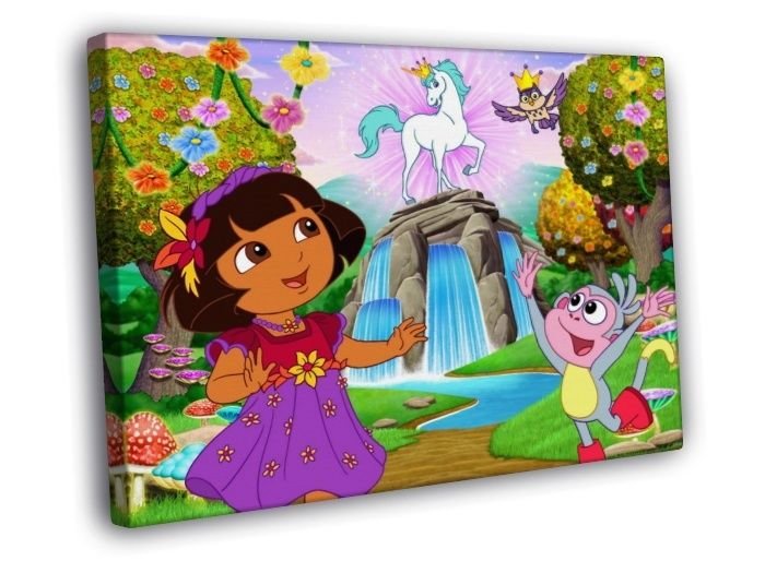 Dora The Explorer Unicorn Tv Series  20x16 inch FRAMED CANVAS WALL PRINT