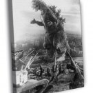 Godzilla 1954 Retro Movie Vintage BW  20x16 inch FRAMED CANVAS WALL PRINT