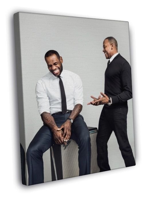 Dr. Dre Lebron James Laughing Gangsta Rap Basketball WALL  20x16 inch FRAMED CANVAS PRINT