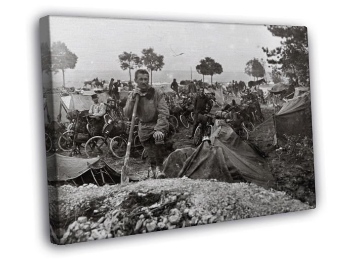 French Cavalry Corps WWI World War One WW1 Old BW WALL  20x16 inch FRAMED CANVAS PRINT
