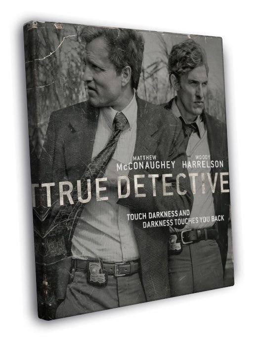 Marty Hart Rust Cohle True Detective BW TV Series WALL  20x16 inch FRAMED CANVAS PRINT